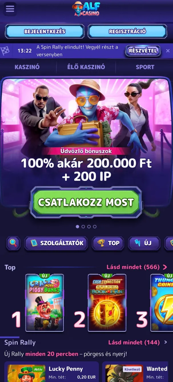 Alfcasino mobilalkalmazás